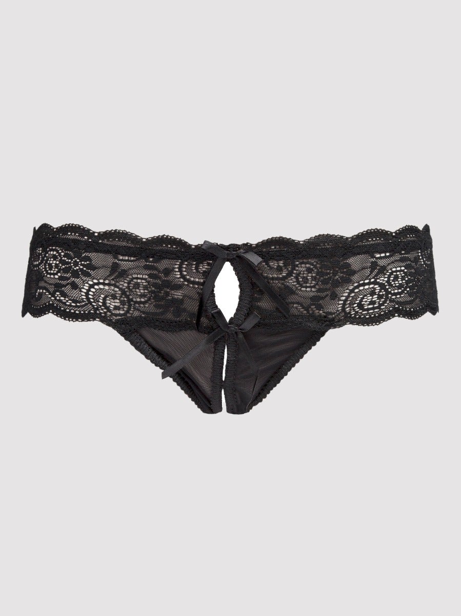 Lovehoney Ouvert-String mit Schleifen, Schwarz - L / XL - Amorana