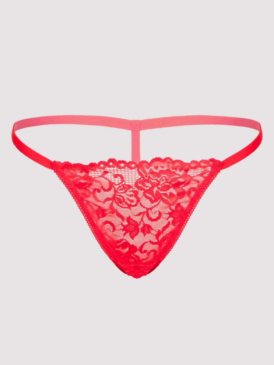 Lovehoney Flirty G-String aus Spitze, Farbe: Red, Grösse: L / XL, Rot - L / XL - Amorana