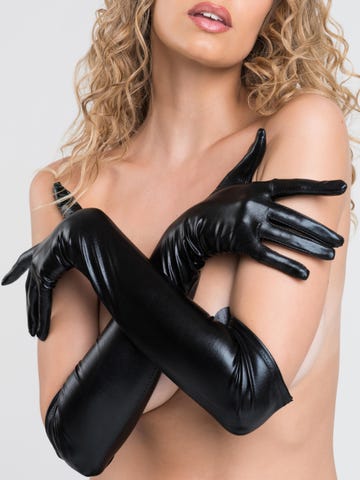 Lovehoney Fantasy Wet-Look-Handschuhe