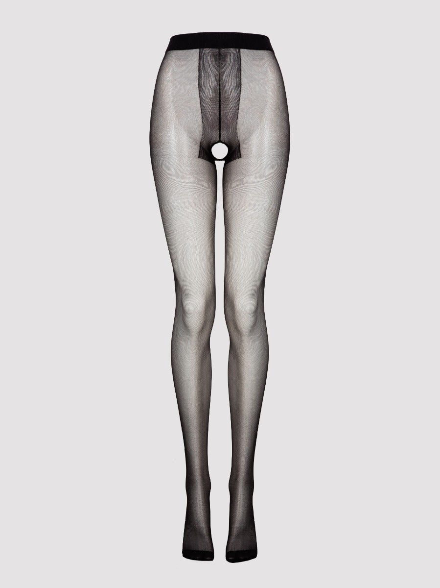 Lovehoney Plus Size Ouvert-Strumpfhose, Schwarz - One Size Curve - Amorana