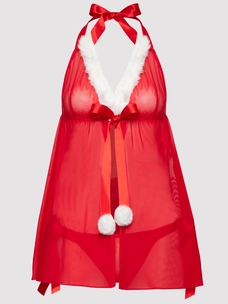 Lovehoney-Fantasy Christmas Pom Babydoll & Culotte