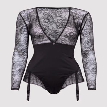 Lovehoney Hourglass Black Smoothing Long Sleeve Crotchless Body