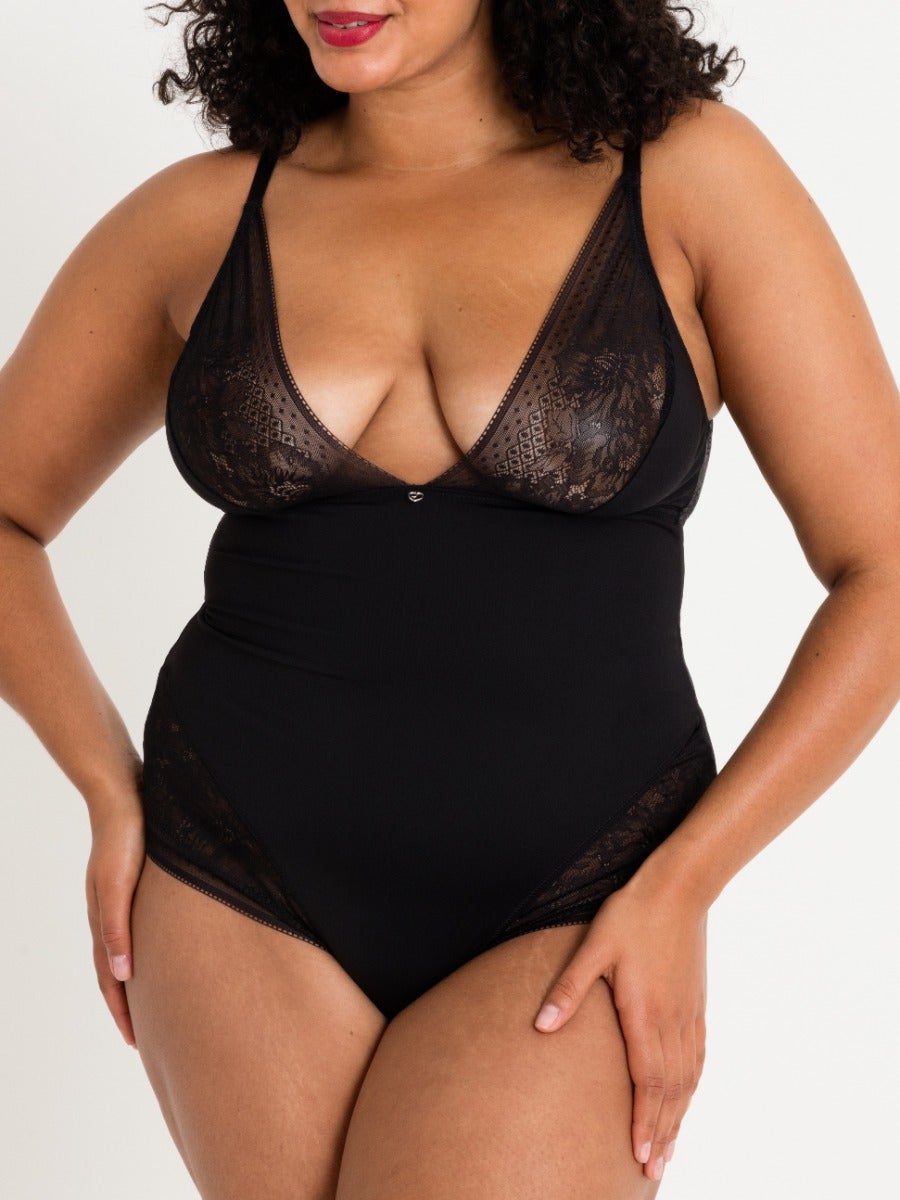Image of Lovehoney Plus Size Hourglass glättender ärmelloser Body, Schwarz - 3X / 4X - Amorana