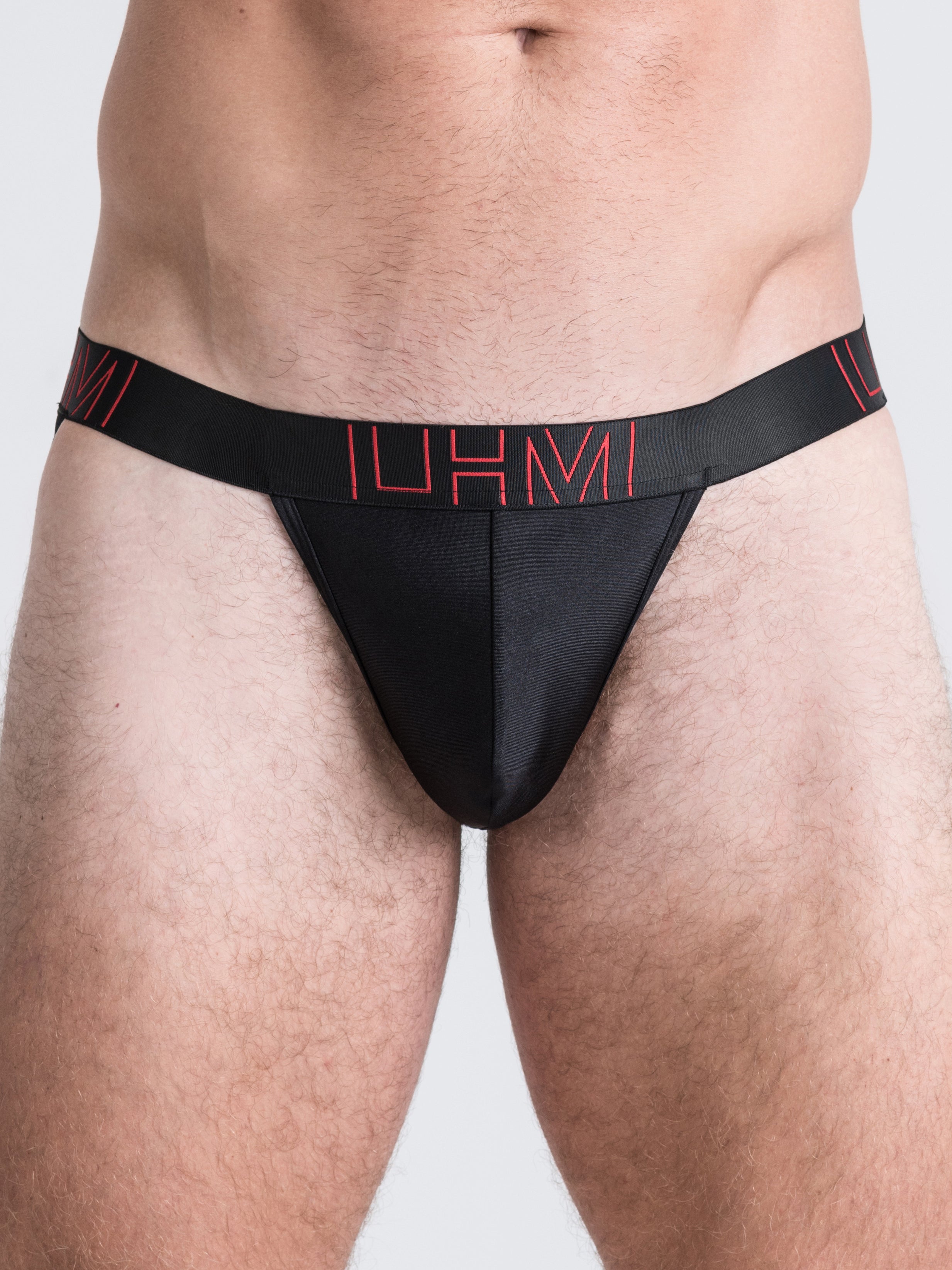 LHM glänzender Mikrofaser-Jockstrap, Schwarz - L / XL - Amorana