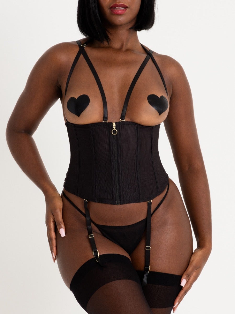 Image of Lovehoney Secret Silhouette Waspie Korsett mit Stahlstäbchen, Schwarz - Large - Amorana