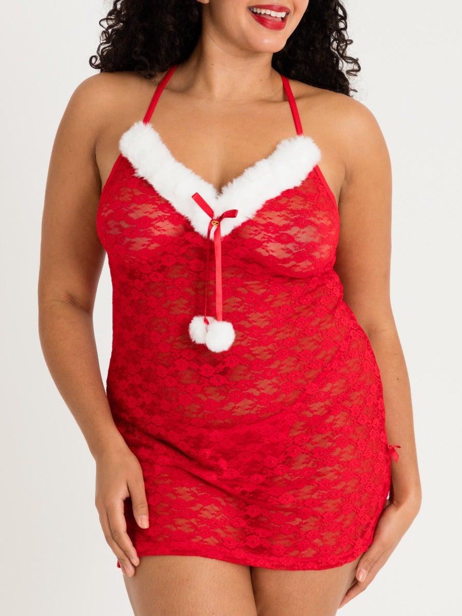 Lovehoney-Fantasy Santa Lace Kleidchen & String, XXL/XXXL - Amorana