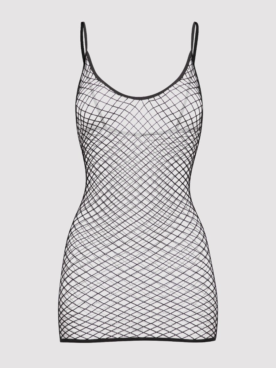 Lovehoney Minikleid aus Fischnetz, Schwarz - Plus Size - Amorana
