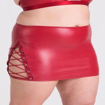 Lovehoney Fierce Leather-Look Lace-Up Skirt Plus Size 