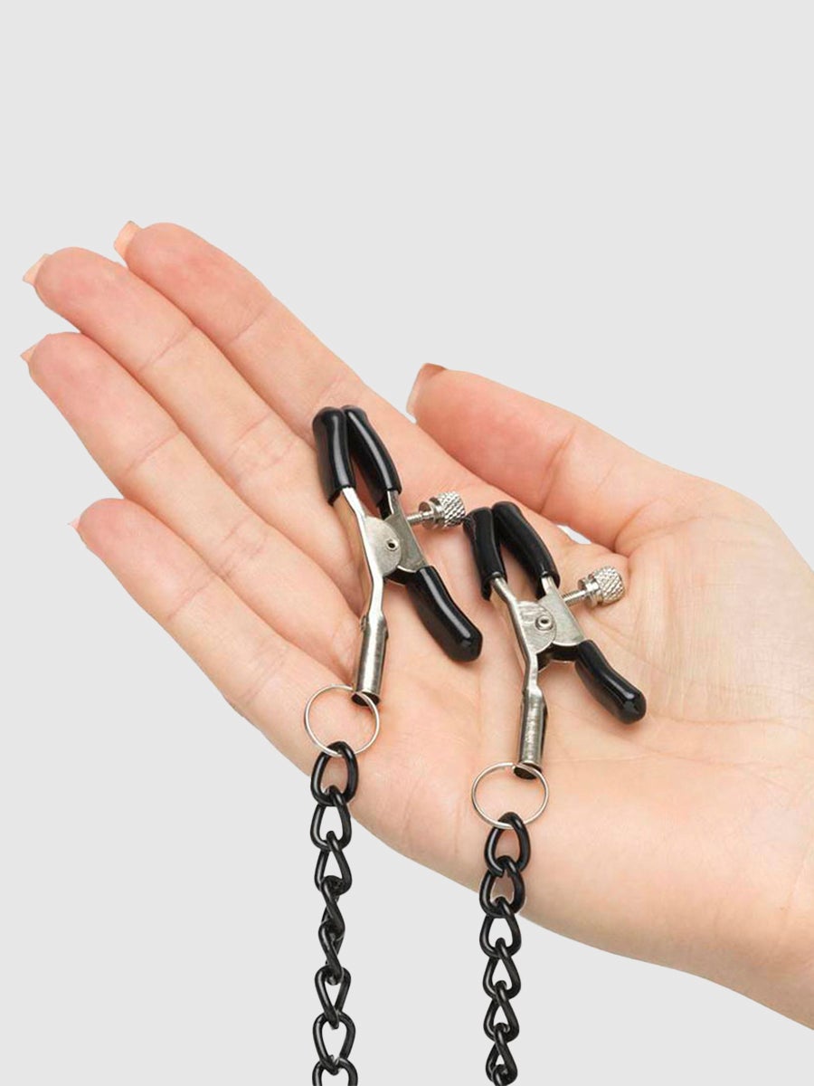 Image of Bondage-boutique Rosenhalsband Mit Nippelklemmen - Amorana