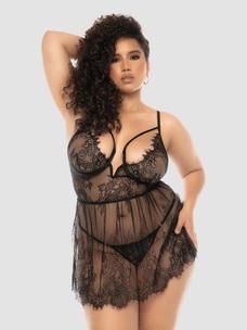 Mapale Babydoll-Set aus Eyelash-Spitze