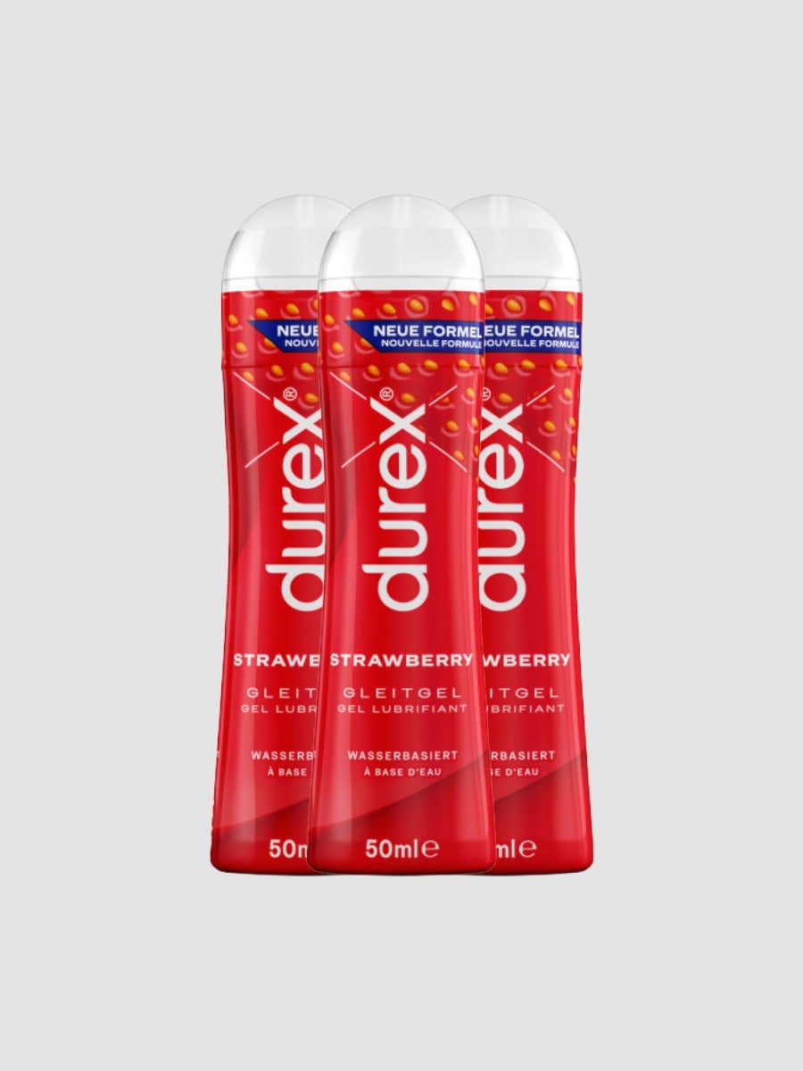 Durex Play Strawberry Sparpaket Gleitgel mit Geschmack, 3er Pack - Amorana