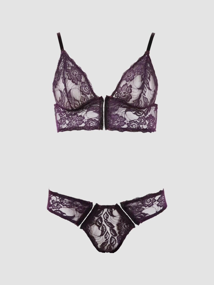 Cottelli Front-Fastening Bralette and Knickers Set, Farbe: Lila, Grösse: S, S - Amorana