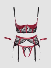 Cottelli Lace Underwired Crotchless Bra Set 