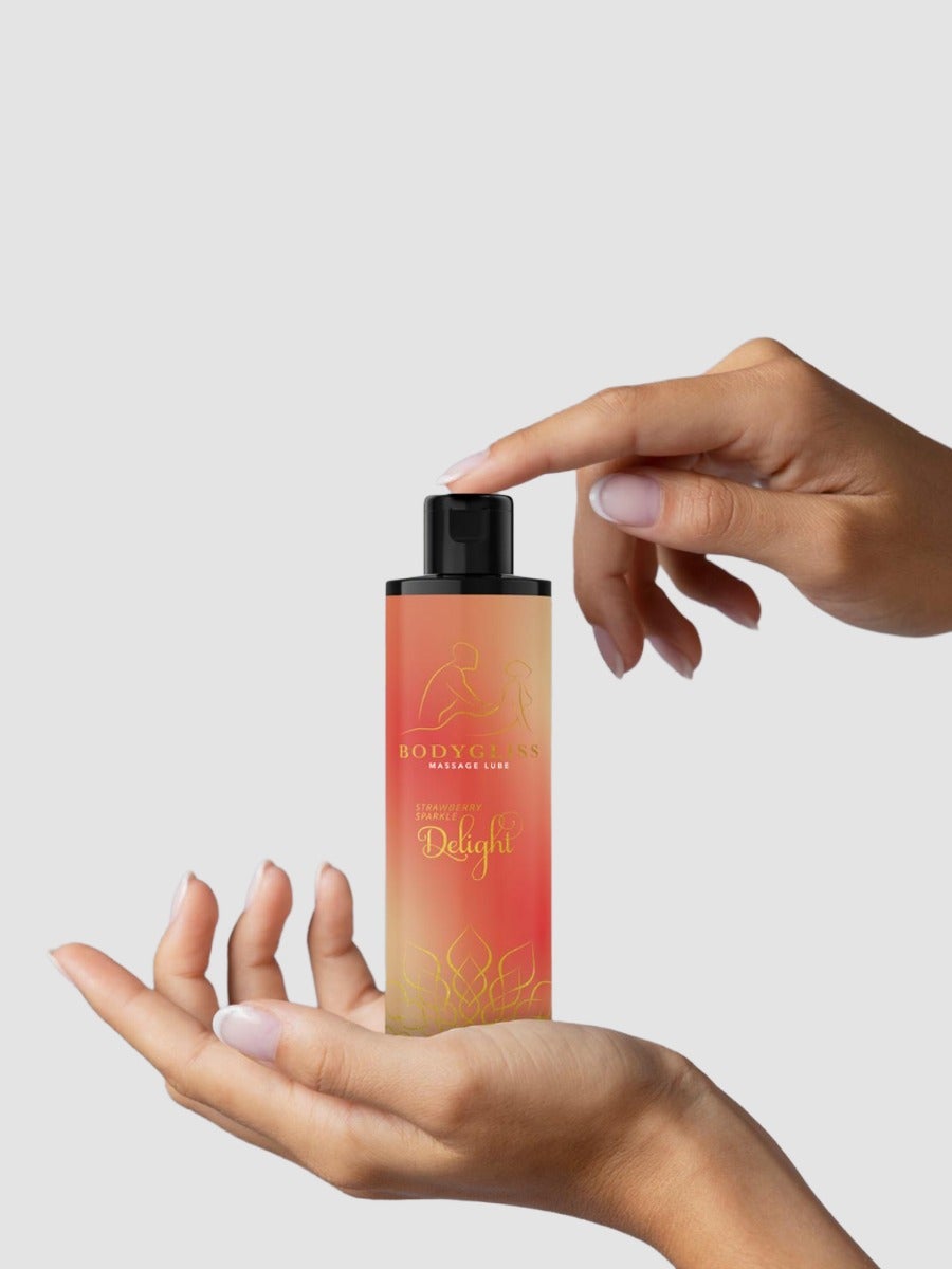 Bodygliss Massageöl & Gleitmittel 2 in 1 Erdbeere & Champagner, Strawberry-Champagne - Amorana