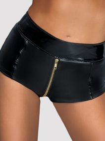 noir handmade zipper shorts f218 amorana closeup front