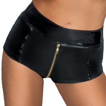 noir handmade zipper shorts f218 amorana closeup front