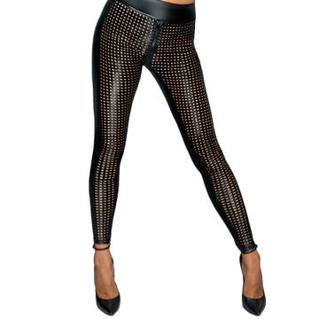 noir handmade lasercut leggings amorana clousep front