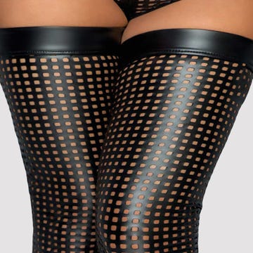 noir handmade lasercut stockings amorana full front