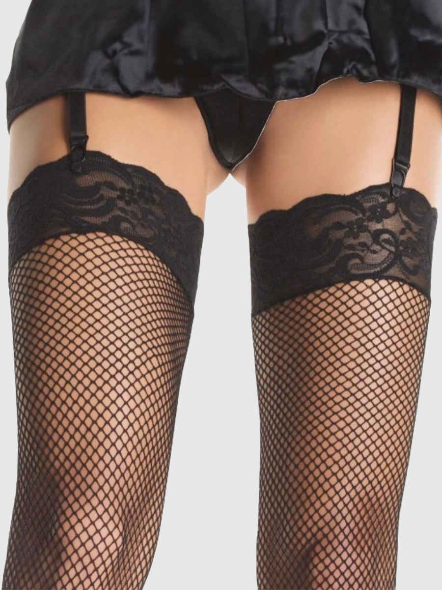 Image of Leg-avenue Fishnet Plus Size Strümpfe, Schwarz - Amorana