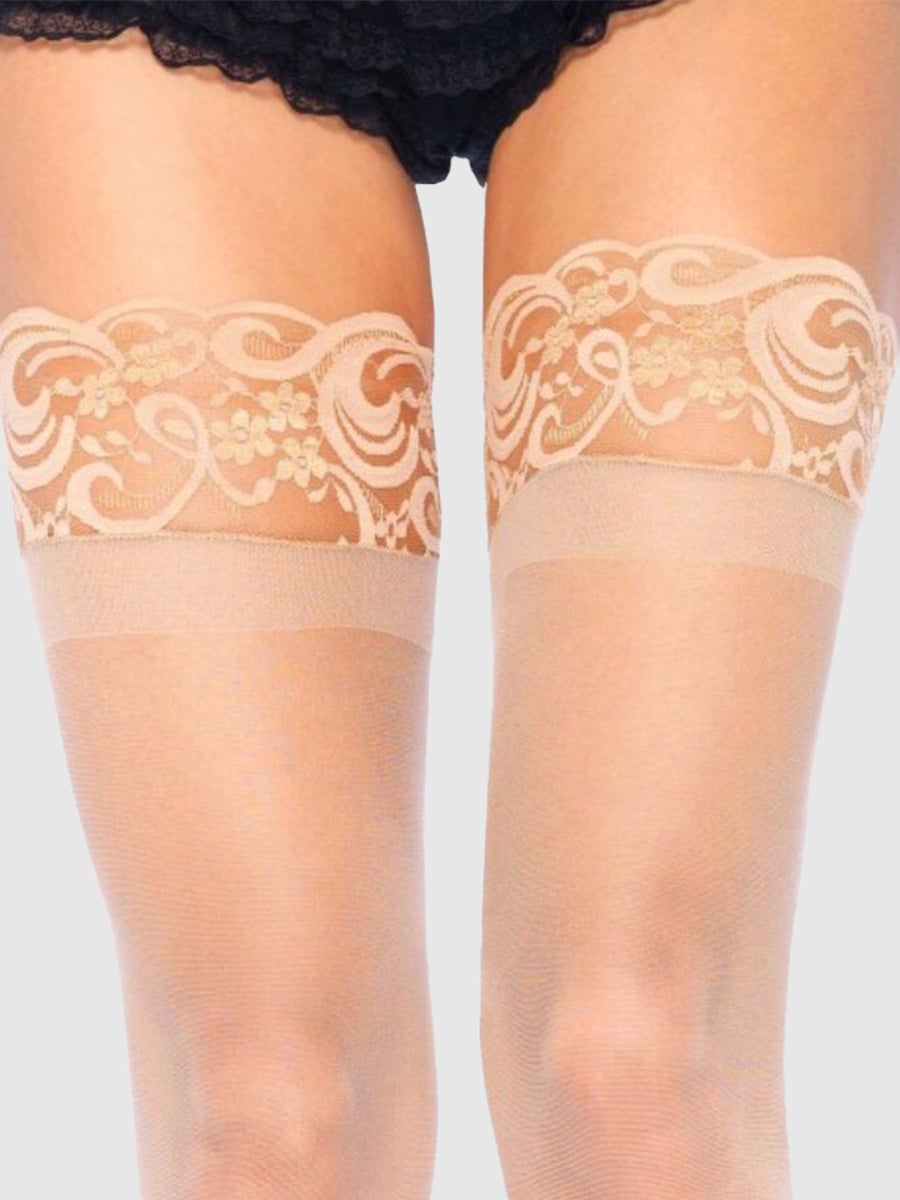 Image of Leg-avenue Stay-up Halterlose Strümpfe, Nude, Textil - Amorana