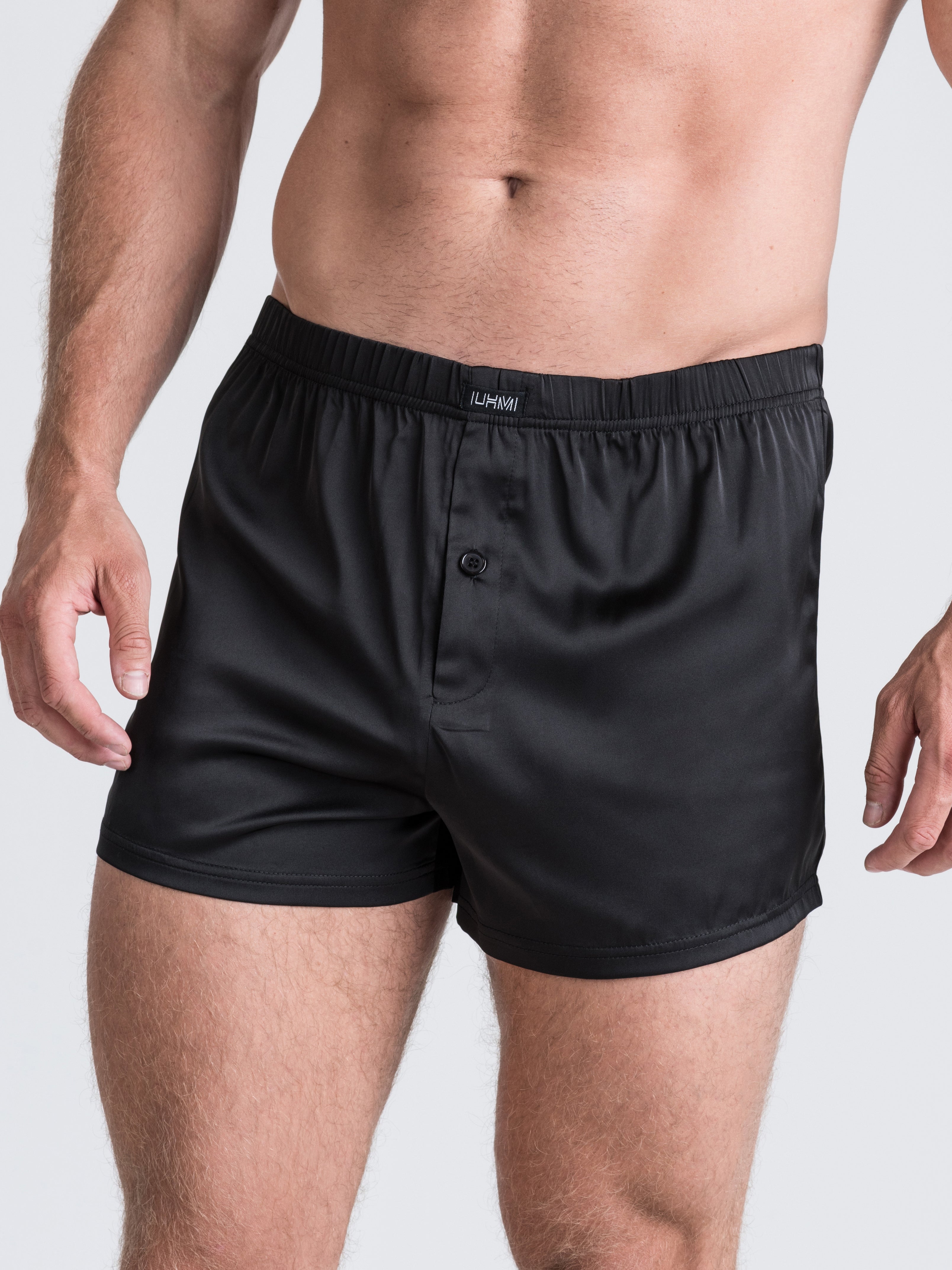 LHM seidige Boxershorts, Schwarz - L / XL - Amorana