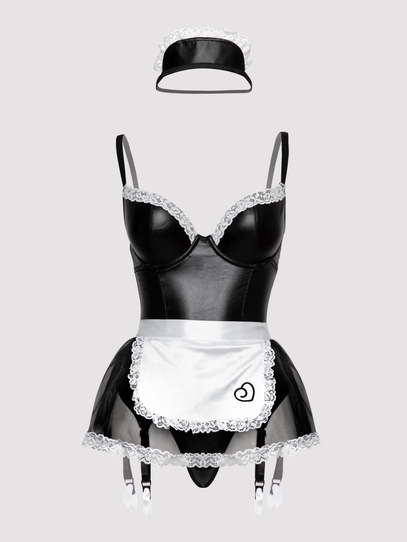 LOF141 - Lovehoney Fantasy Deluxe Wet Look French Maid Costume