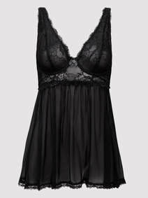 Lovehoney Love Me Black Lace Soft Cup Babydoll Set