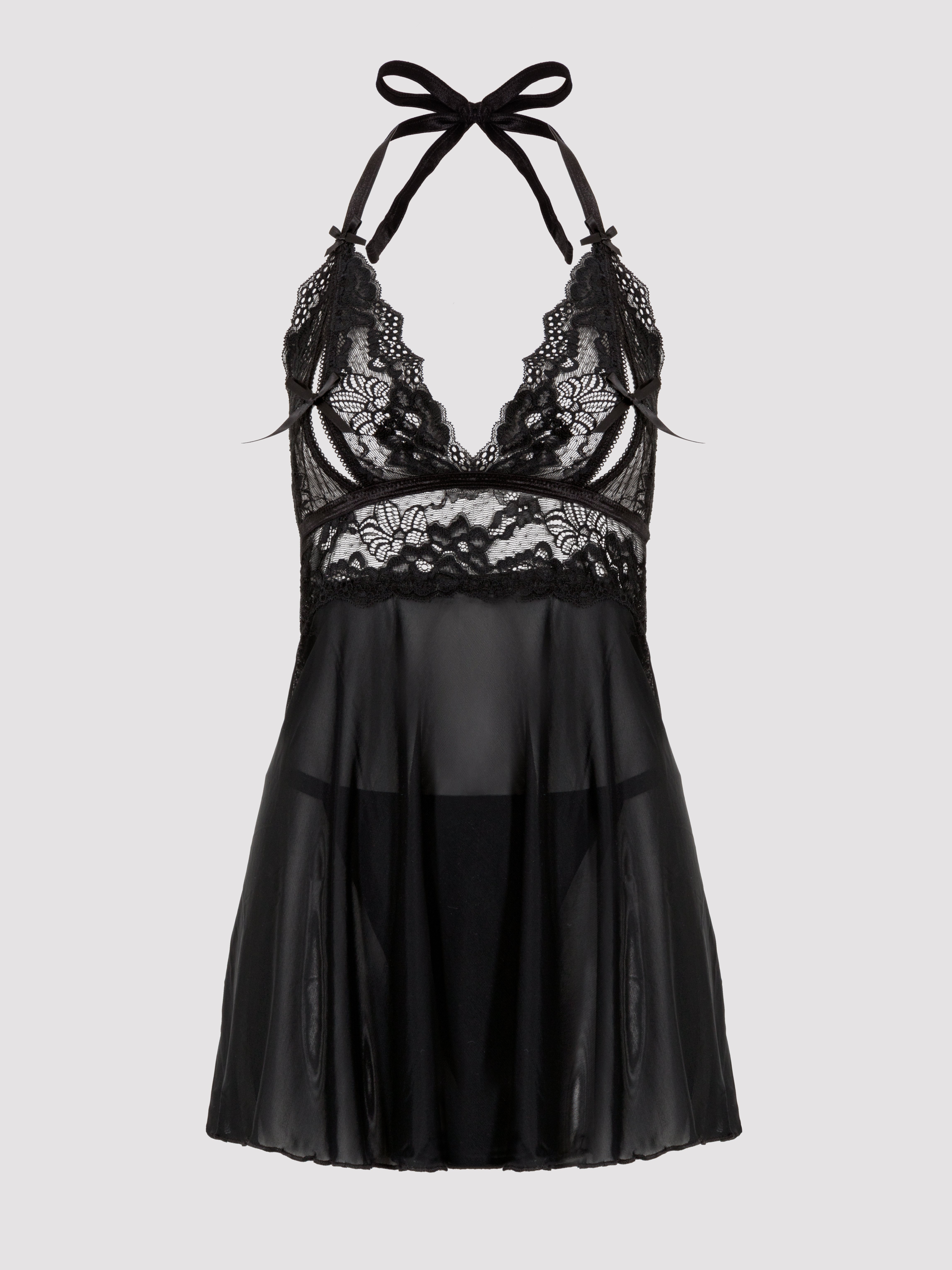 Lovehoney Plus Size Peek-A-Boo Babydoll-Set, Rot - One Size Curve - Amorana