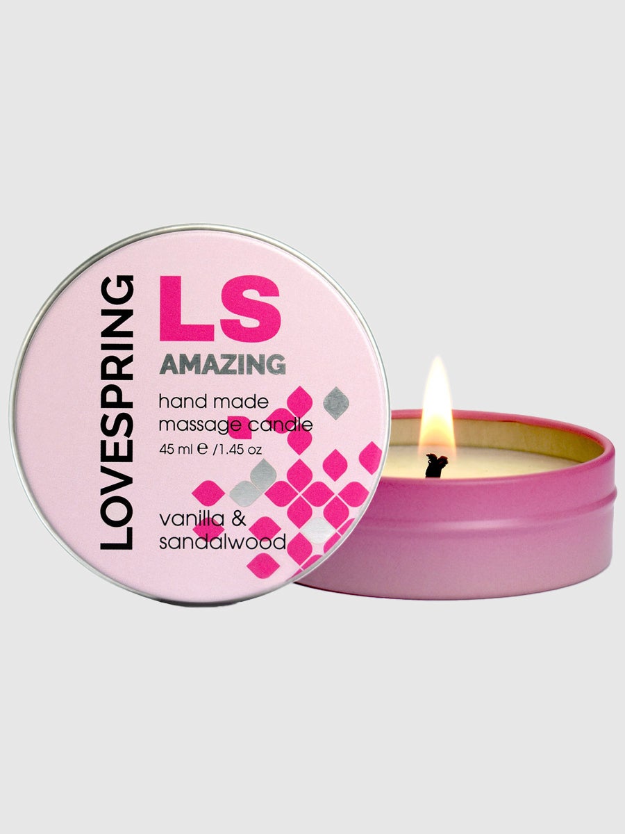 Lovespring LS Amazing Massage Candle with Fragrance[Pink], Vanille & Sandelholz - Amorana