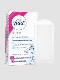 Veet Pure Kaltwachsstreifen für Bikinizone & Achseln (Sensible Haut)