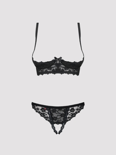 obsessive letica dessous set ouvert schwarz closeup vorne Amorana