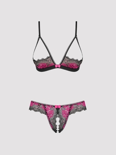 obsessive tulia dessous set ouvert schwarz violett closeup vorne Amorana