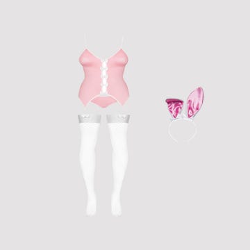 Obsessive 4-Teiliges Bunny Kostüm in Weiss und Pink Packshot von Vorne Amorana