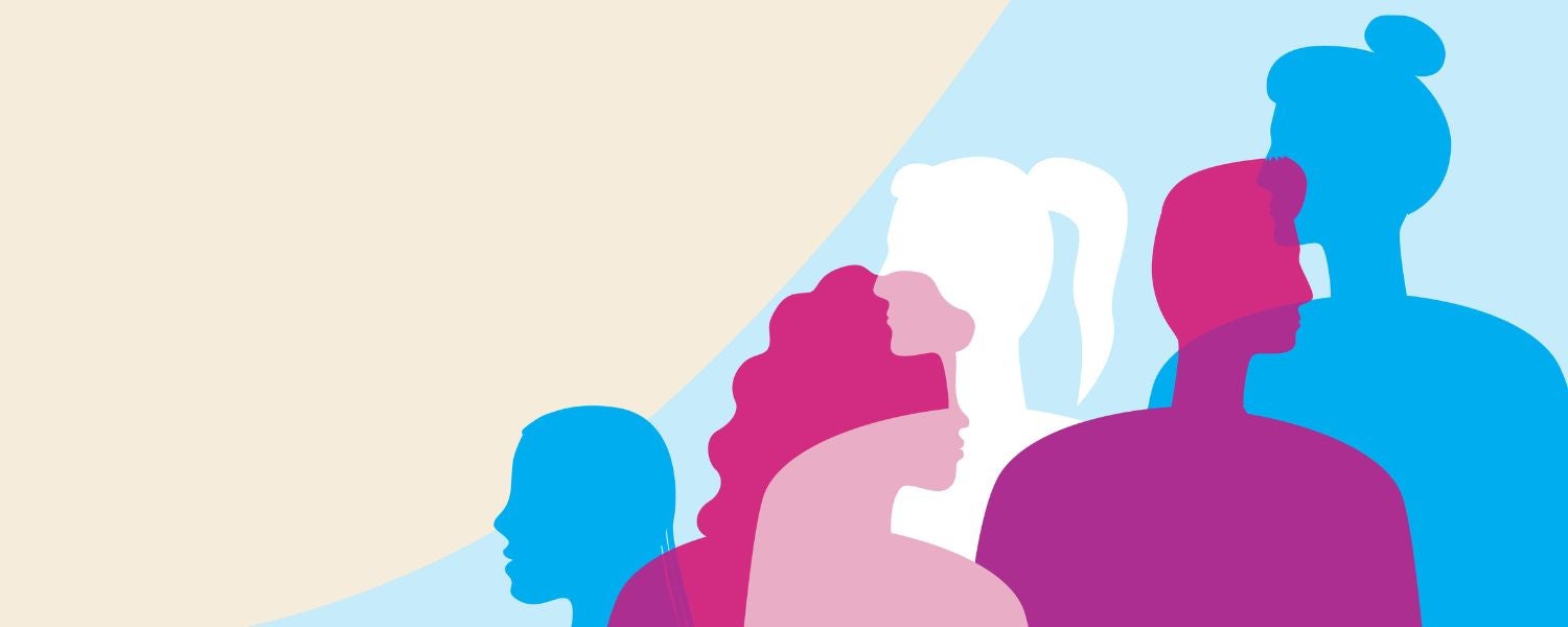 Abstrakte Illustration verschiedener Personen-Silhouetten als Zeichen für Vielfalt und geschlechtliche Identität