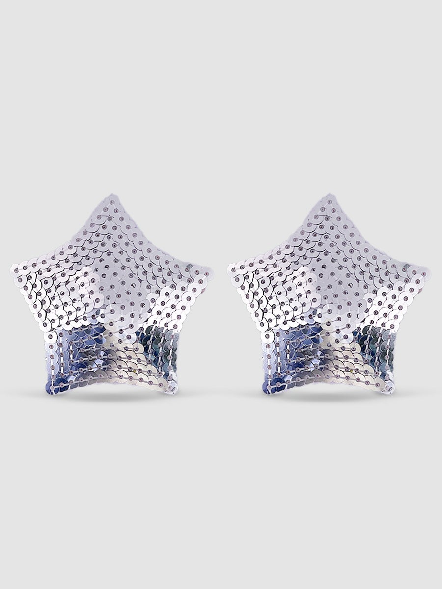 Cache-tétons à paillettes argentées