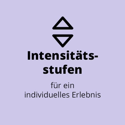 Text: "Intensitätsstufen für ein individuelles Erlebnis"