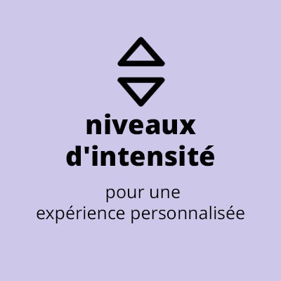 Texte : "Niveaux d'intensité pour un expérience personalisée"